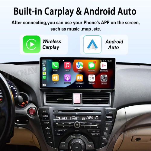 Viknav Android Car Stereo For Honda Acura TL 2009-2014 Car Radio with 12.3-inch screen Wireless Carplay Android Auto GPS Navigation Multimedia Player