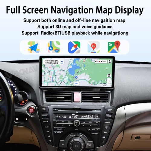 Viknav Android Car Stereo For Honda Acura TL 2009-2014 Car Radio with 12.3-inch screen Wireless Carplay Android Auto GPS Navigation Multimedia Player