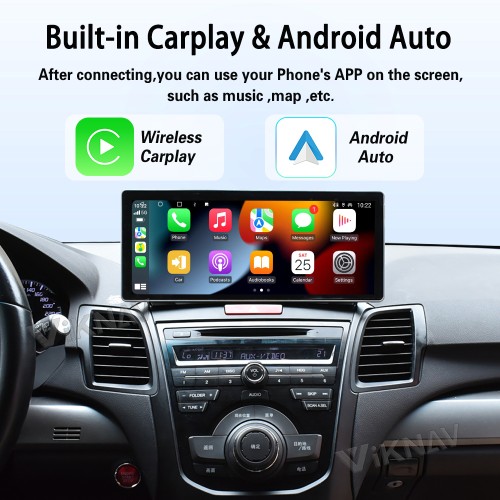 Viknav Android Car Stereo For Honda Acura RDX 2013-2018 Car Radio with 12.3-inch screen Wireless Carplay Android Auto GPS Navigation Multimedia Player