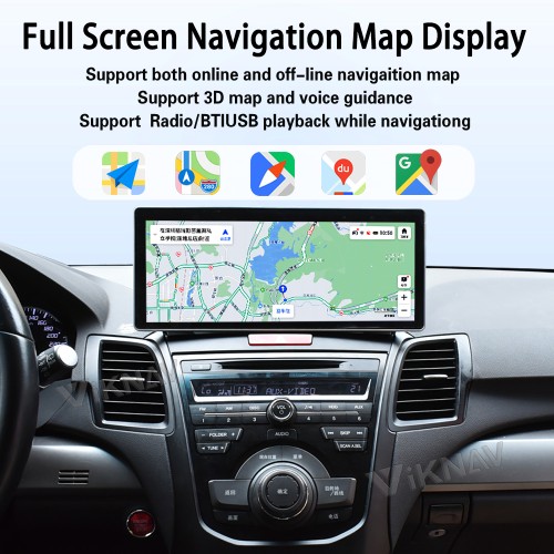 Viknav Android Car Stereo For Honda Acura RDX 2013-2018 Car Radio with 12.3-inch screen Wireless Carplay Android Auto GPS Navigation Multimedia Player