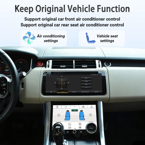 Viknav 12.3 inch Android Radio AC Panel For Land Rover Range Rover Sport L494 2013-2017 Wireless Carplay Android Auto Multimedia Player GPS Navigation Auto Stereo Air Conditioning Touch Screen(Black)