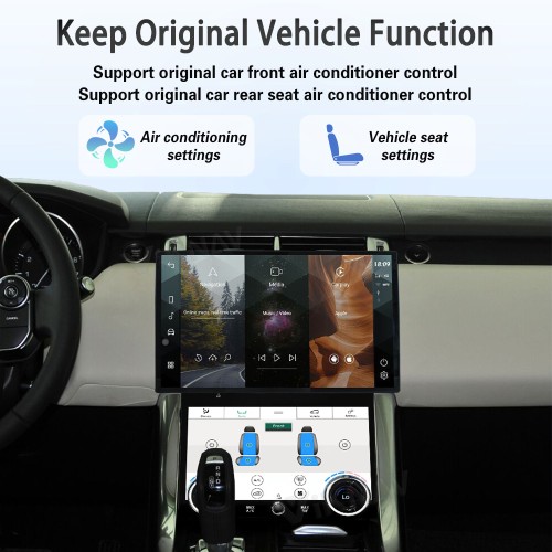 Viknav Android Radio AC Panel For Land Range Rover Sport L494 2013-2017 Wireless Carplay Android Auto Multimedia Player GPS Navigation Air Conditioning Control Touch Screen