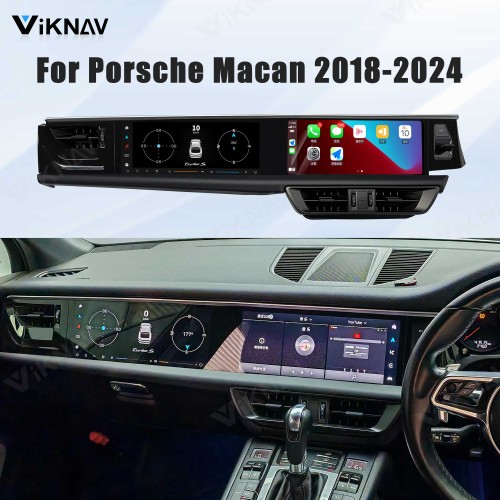 Android System 12.3 Inch+12.3 Inch Car Radio For Porsche Macan 2018-2024 Auto Stereo Wireless Carplay GPS Navigation Multimedia Player 128GB RHD Dual Touch Screen