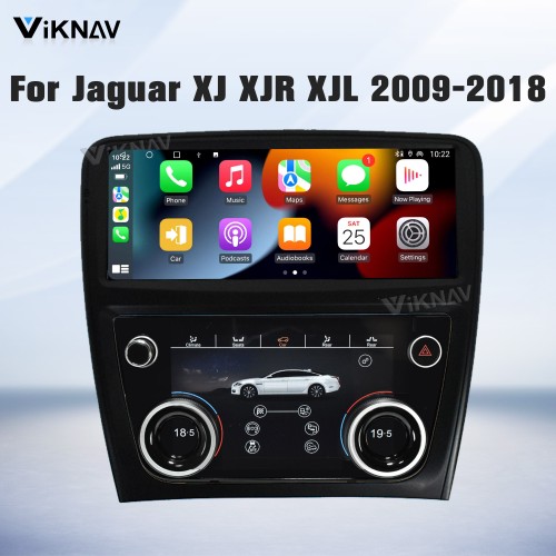 Viknav Android Head Unit & Digital AC Panel Combo for Jaguar XJ XJL XJR 2009-2018 Wireless CarPlay & Retains All Original Functions