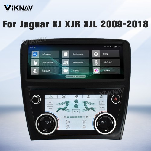 Viknav Android Head Unit & Digital AC Panel Combo for Jaguar XJ XJL XJR 2009-2018 Wireless CarPlay & Retains All Original Functions