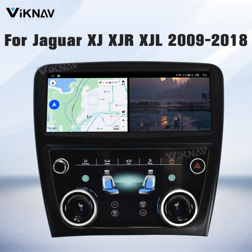 Viknav Android Head Unit & Digital AC Panel Combo for Jaguar XJ XJL XJR 2009-2018 Wireless CarPlay & Retains All Original Functions