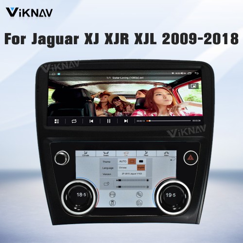 Viknav Android Head Unit & Digital AC Panel Combo for Jaguar XJ XJL XJR 2009-2018 Wireless CarPlay & Retains All Original Functions
