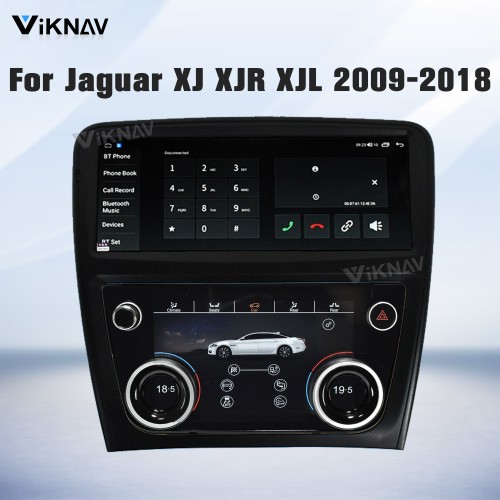 Viknav Android Head Unit & Digital AC Panel Combo for Jaguar XJ XJL XJR 2009-2018 Wireless CarPlay & Retains All Original Functions