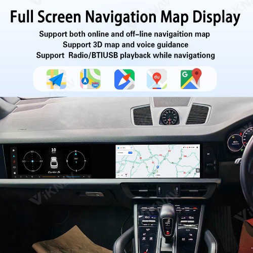 Android System Car Stereo Radio For Porsche Cayenne 2018-2023 Auto Stereo Wireless Carplay GPS Navigation Multimedia Player 128GB RHD Dual 12.3 Inch Touch Screen