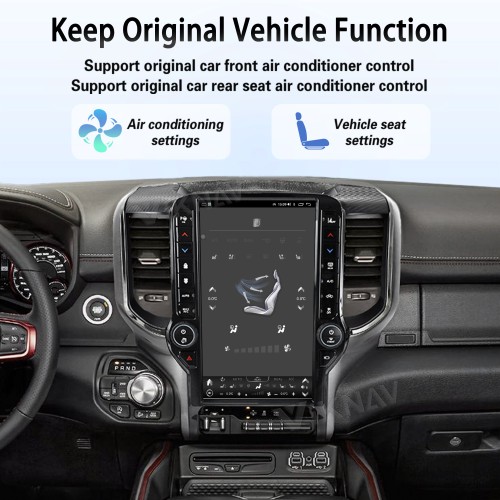VIKNAV 13.6 Inch Android Head Unit For 2019-2024 Dodge Ram Car Stereo Radio GPS Navigation Carplay Multimedia Video Player (128GB)