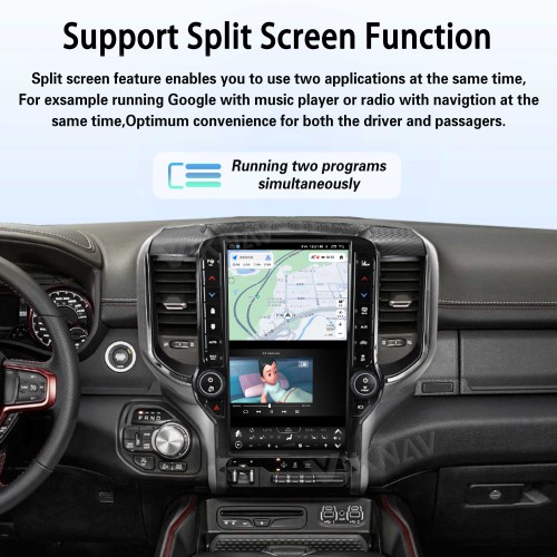 VIKNAV 13.6 Inch Android Head Unit For 2019-2024 Dodge Ram Car Stereo Radio GPS Navigation Carplay Multimedia Video Player (128GB)