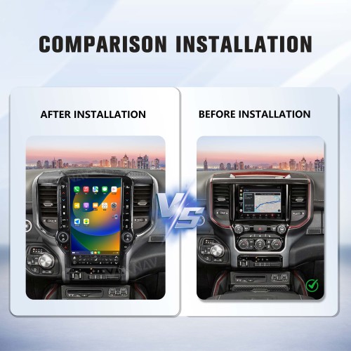 VIKNAV 13.6 Inch Android Head Unit For 2019-2024 Dodge Ram Car Stereo Radio GPS Navigation Carplay Multimedia Video Player (128GB)