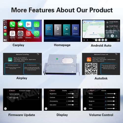 Viknav Linux Interface Box for Toyota Prado 2014-2021 Wireless CarPlay Android Auto GPS Navigation Original Car Radio Screen