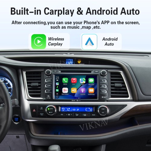 Viknav Linux Interface Box for Toyota Highlander 2015-2018 Wireless CarPlay Android Auto GPS Navigation Original Car Radio Screen