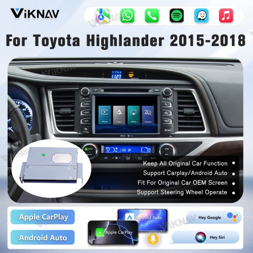 Viknav Linux Interface Box for Toyota Highlander 2015-2018 Wireless CarPlay Android Auto GPS Navigation Original Car Radio Screen