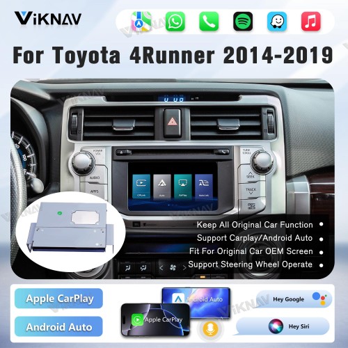Viknav Linux Interface Box for Toyota 4Runner 2015-2019 Wireless CarPlay Android Auto GPS Navigation Original Car Radio Screen