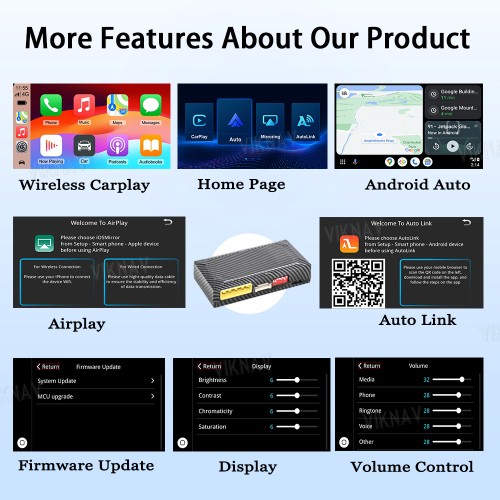 VIKNAV Linux Carplay System Box for Dodge Ram 2013-2018 Wireless CarPlay & Android Auto Retains Original Screen & Functions