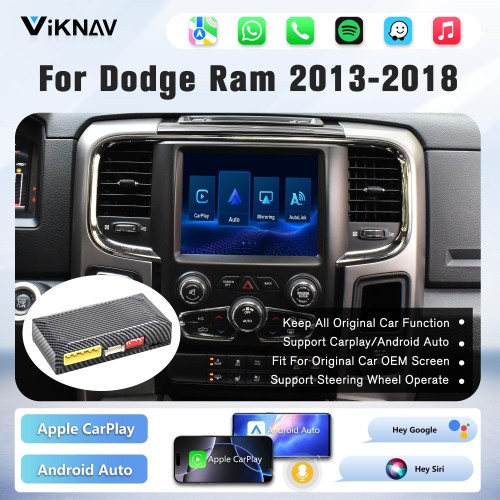 VIKNAV Linux Carplay System Box for Dodge Ram 2013-2018 Wireless CarPlay & Android Auto Retains Original Screen & Functions