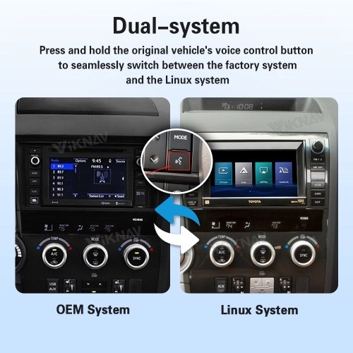 Viknav Linux Interface Box for Toyota Sequoia 2014-2017 Wireless CarPlay Android Auto GPS Navigation Original Car Radio Screen
