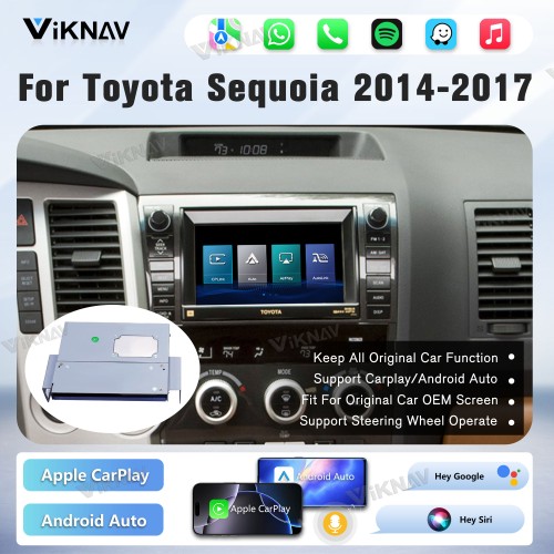 Viknav Linux Interface Box for Toyota Sequoia 2014-2017 Wireless CarPlay Android Auto GPS Navigation Original Car Radio Screen