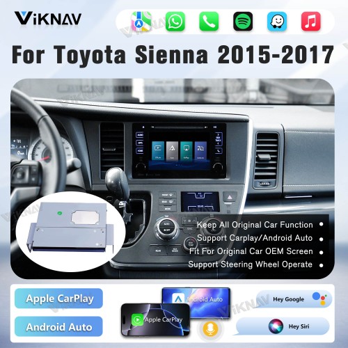 Viknav Linux Interface Box for Toyota Sienna 2015-2017 Wireless CarPlay Android Auto GPS Navigation Original Car Radio Screen