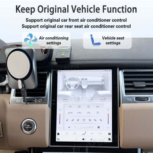 Viknav Android Radio AC Panel For Land Rover Range Sport L320 2009-2013 Wireless Carplay Android Auto Radio Touch Screen GPS Navigation Multimedia Player Air Conditioning Control(Beige-RHD)