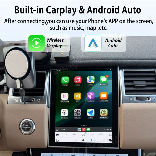 Viknav Android Radio AC Panel For Land Rover Range Sport L320 2009-2013 Wireless Carplay Android Auto Radio Touch Screen GPS Navigation Multimedia Player Air Conditioning Control(Beige-LHD)
