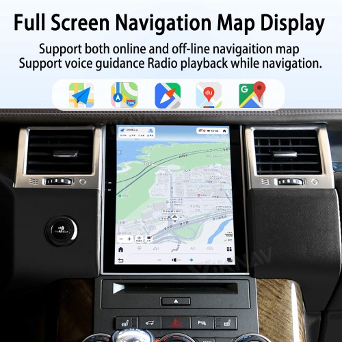 Viknav Android Radio AC Panel For Land Rover Range Sport L320 2009-2013 Wireless Carplay Android Auto Radio Touch Screen GPS Navigation Multimedia Player Air Conditioning Control(Black-RHD)