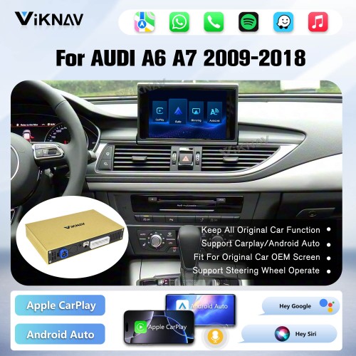 Viknav Linux Interface Box for AUDI A6 A7 2009-2018 Wireless CarPlay Decoder Android Auto GPS Navigatipn Original Car Radio Screen