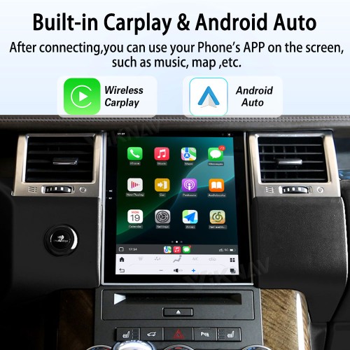 Viknav Android Radio AC Panel For Land Rover Range Sport L320 2009-2013 Wireless Carplay Android Auto Radio Touch Screen GPS Navigation Multimedia Player Air Conditioning Control(Black-LHD)