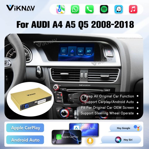 Viknav Linux Interface Box for AUDI A4 A5 Q5 2008-2018 Wireless CarPlay Decoder Android Auto GPS Navigatipn Original Car Radio Screen