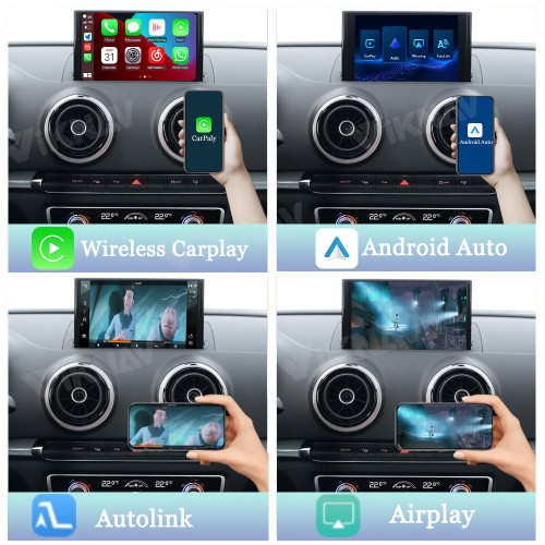 Viknav Linux Interface Box for AUDI A3 A4L A5 Q2L Q5L Q7 2014-2021 Wireless CarPlay Decoder Android Auto GPS Navigatipn Original Car Radio Screen