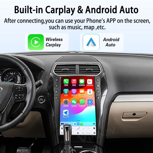 ViKNAV 14.4 Inch Android For Ford Explorer 2011-2019 Car Radio Multimedia DVD Player Qualcomm Snapdragon GPS Navigation Carplay Stereo Tape Recorder Head Unit