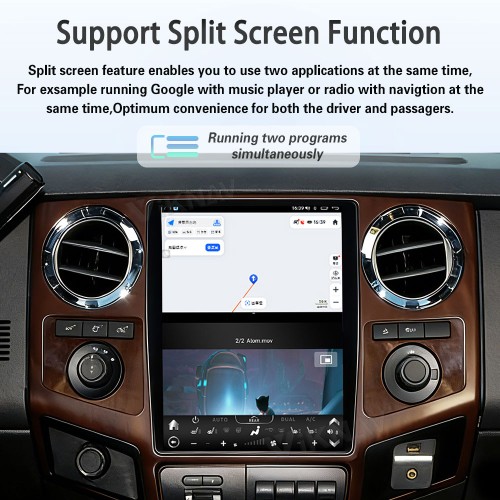 VIKNAV 12.1 Inch Android Car Radio For Ford F250 F350 F450 F650 2013-2016 Multimedia Player Carplay Screen GPS Navigation Car Stereo Head Unit Peachwood
