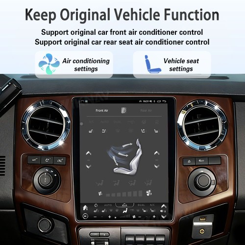 VIKNAV 12.1 Inch Android Car Radio For Ford F250 F350 F450 F650 2013-2016 Multimedia Player Carplay Screen GPS Navigation Car Stereo Head Unit Peachwood