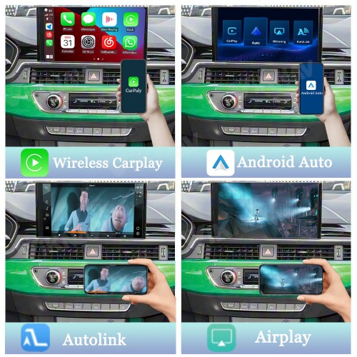 Viknav Linux Interface Box for AUDI A3 A4 A5 Q3 Q5 2019-2023 Wireless CarPlay Decoder Android Auto GPS Navigatipn Original Car Radio Screen