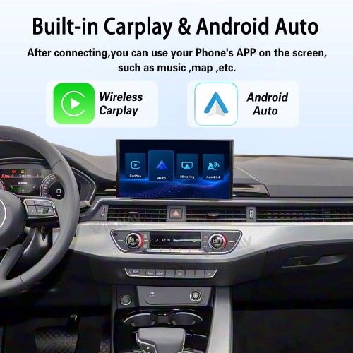 Viknav Linux Interface Box for AUDI A3 A4 A5 Q3 Q5 2019-2023 Wireless CarPlay Decoder Android Auto GPS Navigatipn Original Car Radio Screen