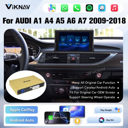 Viknav Linux Interface Box for AUDI A1 A4 A5 A6 A7 2009-2018 Wireless CarPlay Decoder Android Auto GPS Navigatipn Original Car Radio Screen