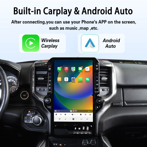 VIKNAV 14.4 Inch Android Car Stereo for Dodge Ram 2019 2020 2021 2022 2023 2024 Wireless CarPlay Android Auto GPS Navigation