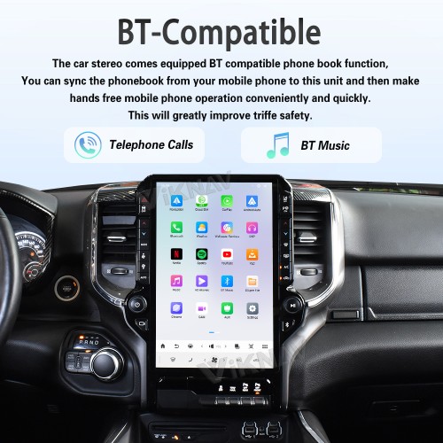 VIKNAV 14.4 Inch Android Car Stereo for Dodge Ram 2019 2020 2021 2022 2023 2024 Wireless CarPlay Android Auto GPS Navigation