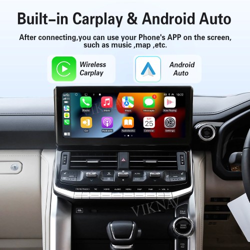 Viknav Android 13 Interface Box for Toyota LC300 LC300 2022-2024 Wireless CarPlay Decoder Android Auto GPS Navigation Original Car Radio Screen