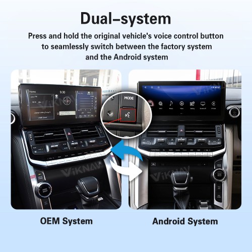 Viknav Android 13 Interface Box for Toyota LC300 LC300 2022-2024 Wireless CarPlay Decoder Android Auto GPS Navigation Original Car Radio Screen