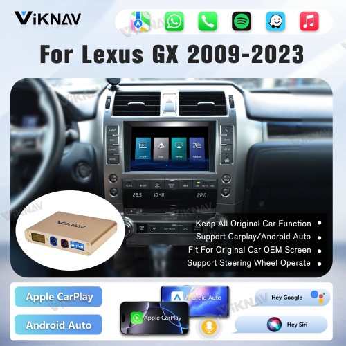Viknav Linux Interface Box for Lexus GX 2009-2023 Wireless CarPlay Decoder Android Auto GPS Navigation Original Car Radio Screen