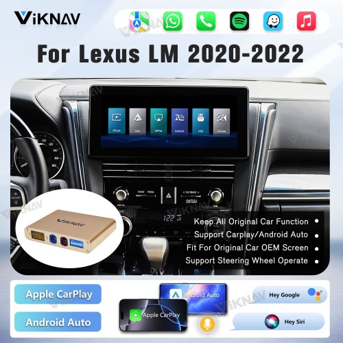 Viknav Linux Interface Box for Lexus LM 2020-2022 Wireless CarPlay Decoder Android Auto GPS Navigation Original Car Radio Screen