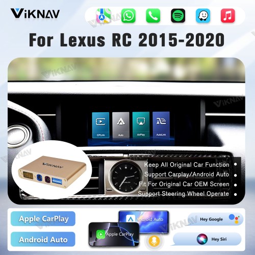 Viknav Linux Interface Box for Lexus RC 2015 -2020 Wireless CarPlay Decoder Android Auto GPS Navigation Original Car Radio Screen