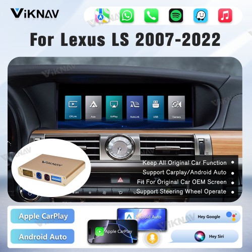 Viknav Linux Interface Box for Lexus LS 2007 -2022 Wireless CarPlay Decoder Android Auto GPS Navigation Original Car Radio Screen