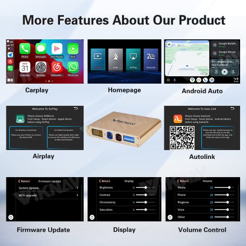 Viknav Linux Interface Box for Lexus LS 2007 -2022 Wireless CarPlay Decoder Android Auto GPS Navigation Original Car Radio Screen