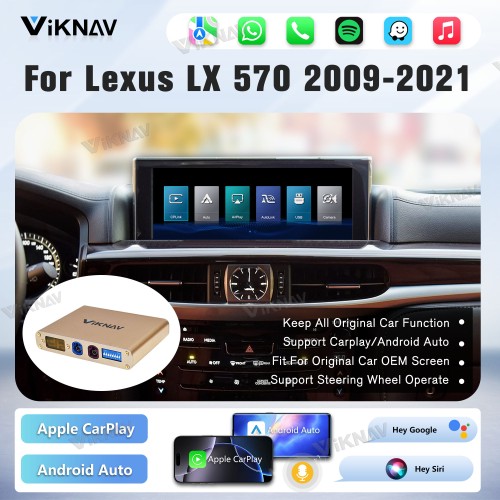 Viknav Linux Interface Box for Lexus LX570 2009 -2021 Wireless CarPlay Decoder Android Auto GPS Navigation  Original Car Radio Screen