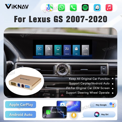 Viknav Linux Interface Box for Lexus GS 2007 -2020 Wireless CarPlay Decoder Android Auto GPS Navigation Original Car Radio Screen