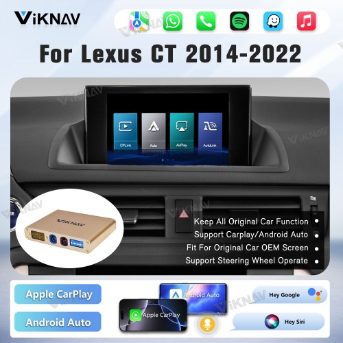 Viknav Linux Interface Box for Lexus CT 2014 -2022 Wireless CarPlay Decoder Android Auto GPS Navigation Original Car Radio Screen